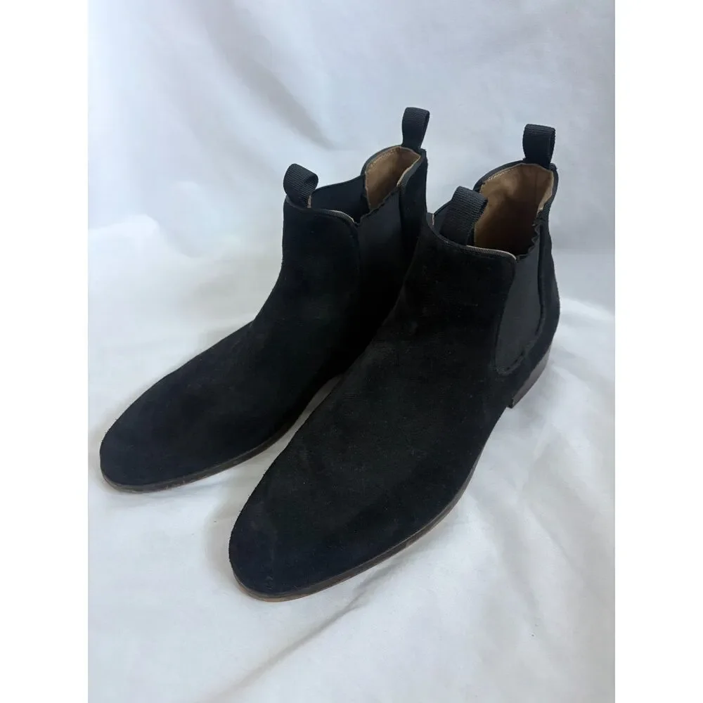 Aldo Shoes Mens Black Suede Chelsea Boots Almond Toe Ankle Booties Size 12 Class
